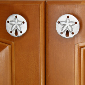 Sand Dollar Small Knobs - 2-pack installed on cabinet doors