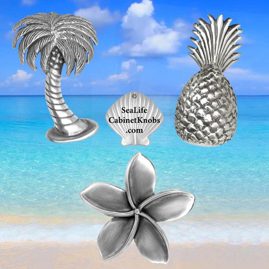 Palm Tree, Pineapple and Plumeria Cabinet Pulls Collection | Sea Life Cabinet Knobs