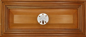 Medium Sand Dollar Knob installed on wood drawer - full view
