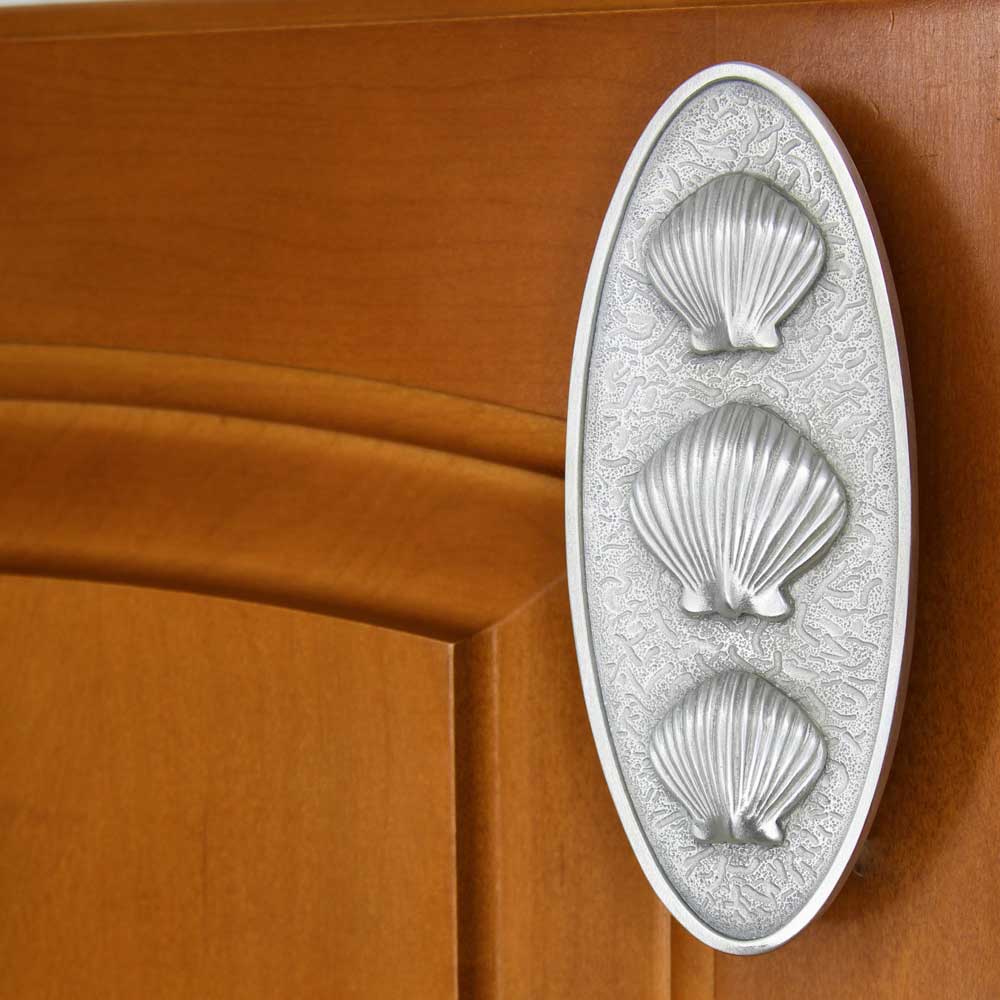 Scallop Shell Cabinet Handle, Textured Bezel, Beach Cabinet Handle ...
